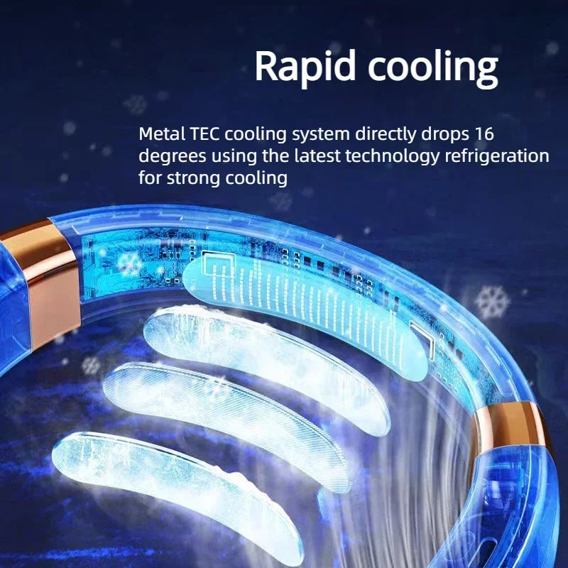 Wiederaufladbarer Nackenventilator – 5 Geschwindigkeiten & LED-Beleuchtung