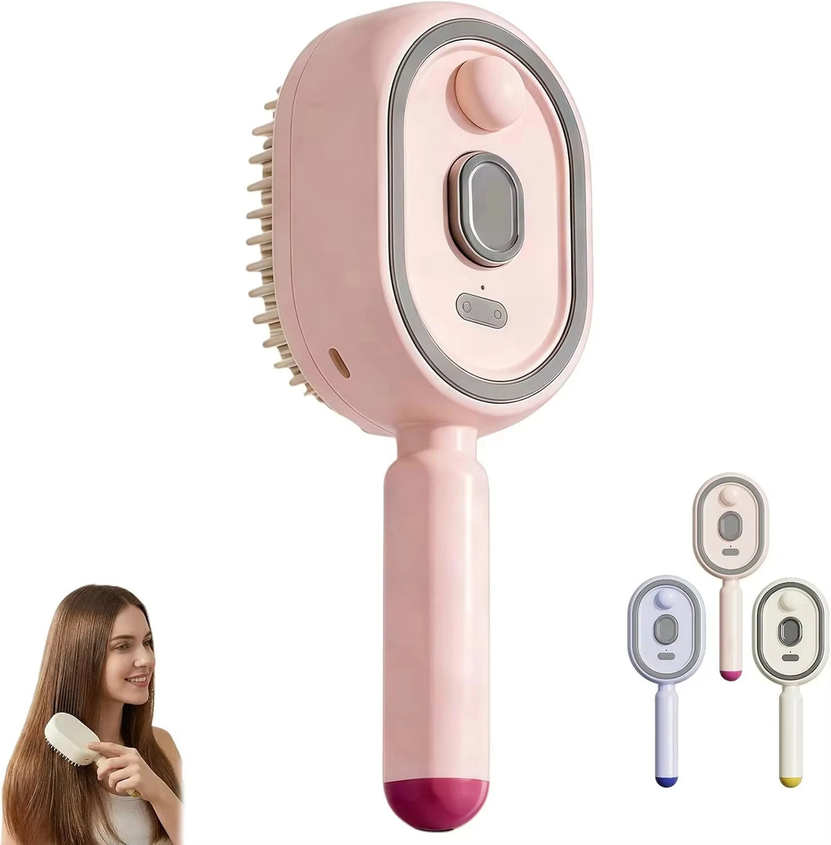 3-in-1 elektrischer Spray-Massagekamm mit Dampf-, Luftkissen- und Kopfhautmassagefunktion