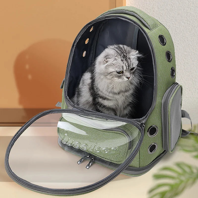 Katzen-Transportrucksack transparent & atmungsaktiv | Für Katzen & kleine Hunde