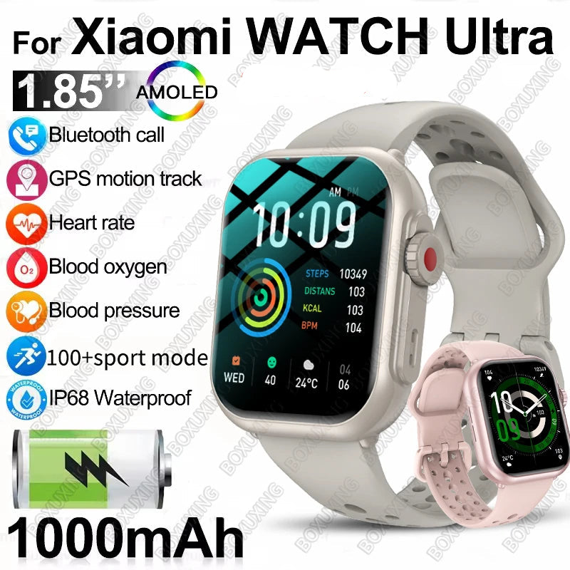Smartwatch für Damen und Herren mit AMOLED-Touchscreen, Edelstahlarmband und Gesundheitsfunktionen