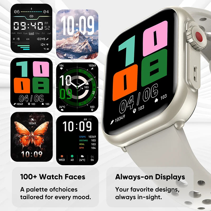 Smartwatch für Damen und Herren mit AMOLED-Touchscreen, Edelstahlarmband und Gesundheitsfunktionen
