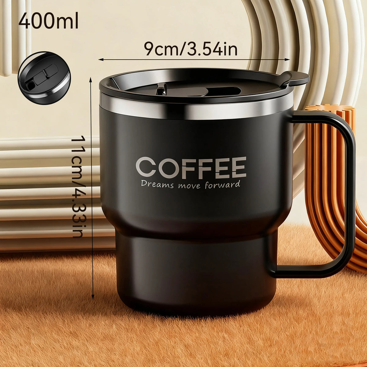 Edelstahl Kaffeebecher Doppelwandig mit Griff