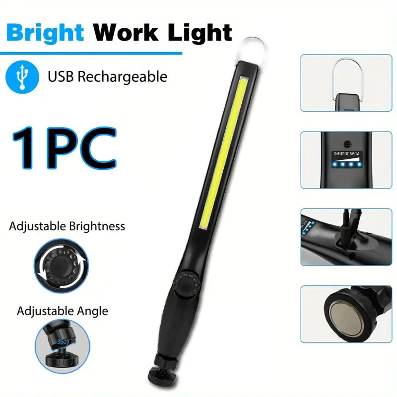 LED Magnet-Arbeitsleuchte – 700 Lumen, USB-C, Magnetfuß & Haken