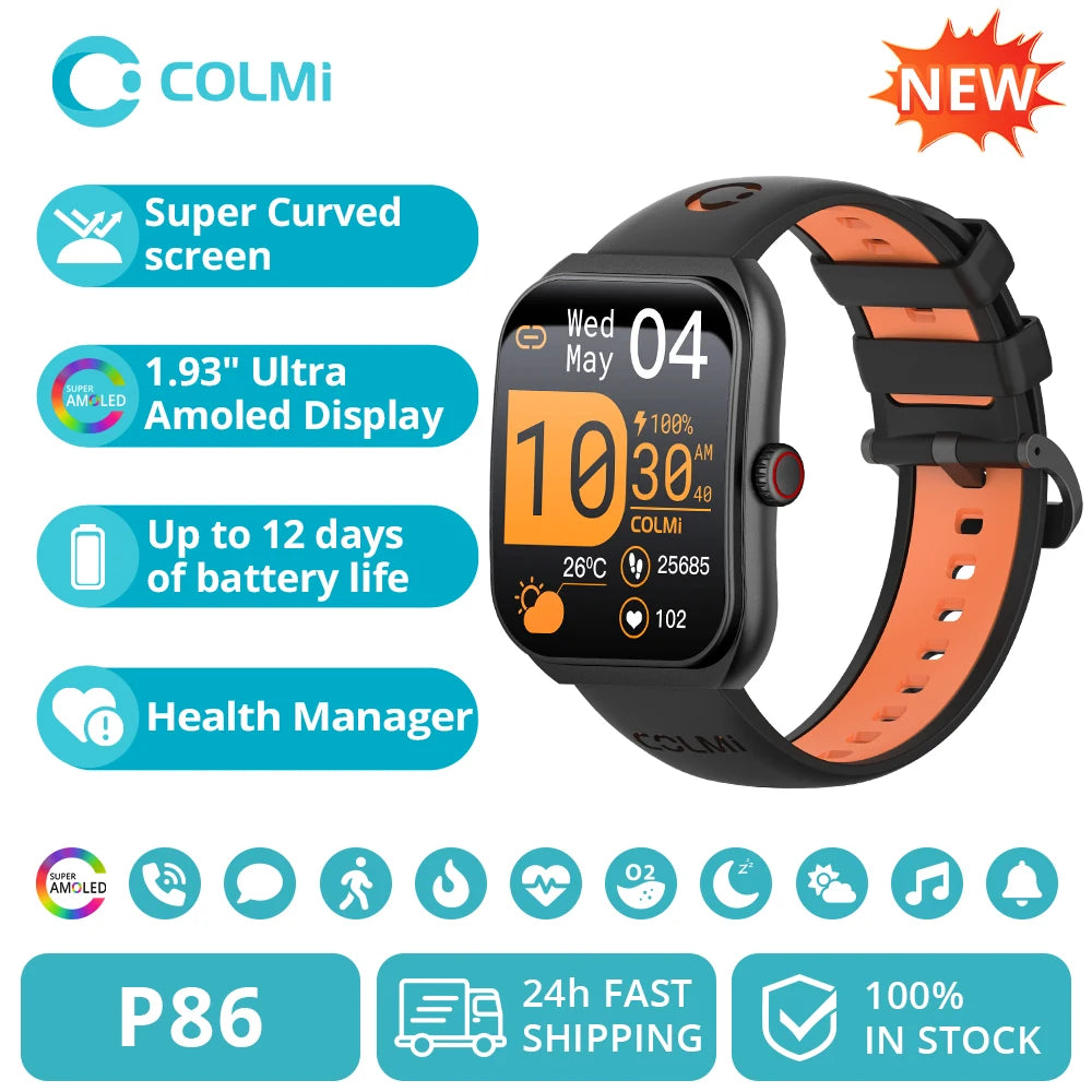 COLMI P86 Smartwatch – 1,93" AMOLED, Bluetooth-Anrufe & IP68