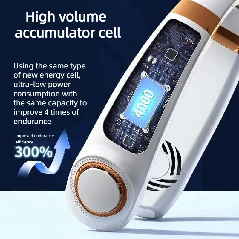 Wiederaufladbarer Nackenventilator – 5 Geschwindigkeiten & LED-Beleuchtung
