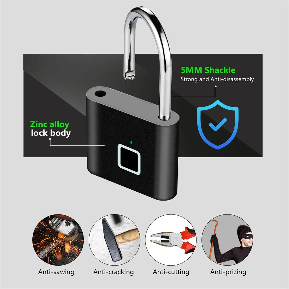 Fingerabdruck-Vorhängeschloss – USB-aufladbar, IP67, schlüssellos