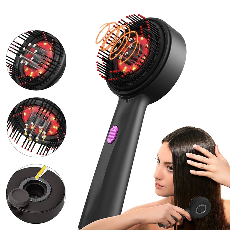 Elektrischer Massagekamm mit Rotlicht – 3 Modi & Öl-Applikator