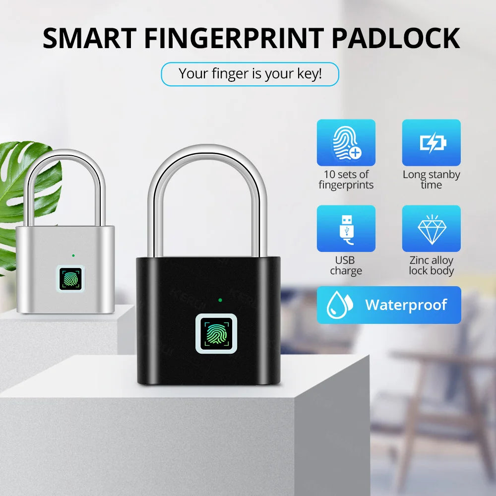 Fingerabdruck-Vorhängeschloss – USB-aufladbar, IP67, schlüssellos