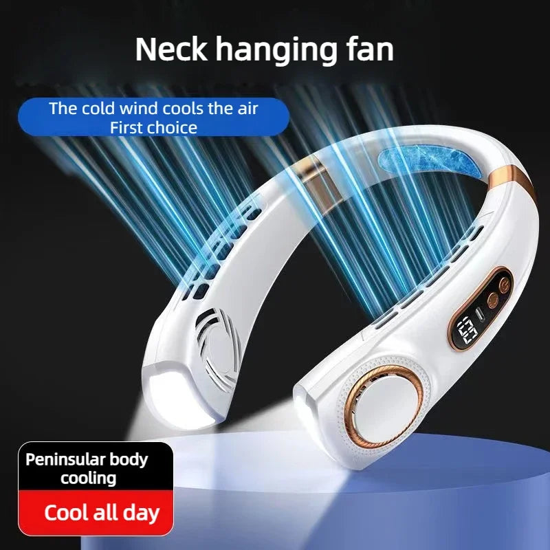 Wiederaufladbarer Nackenventilator – 5 Geschwindigkeiten & LED-Beleuchtung