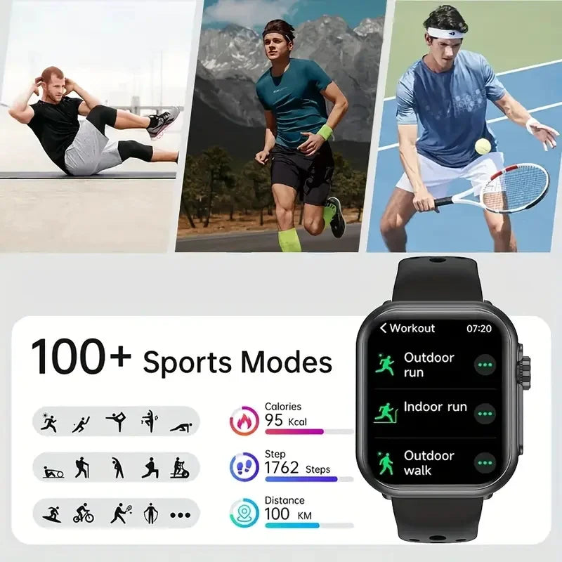 Smartwatch für Damen und Herren mit AMOLED-Touchscreen, Edelstahlarmband und Gesundheitsfunktionen