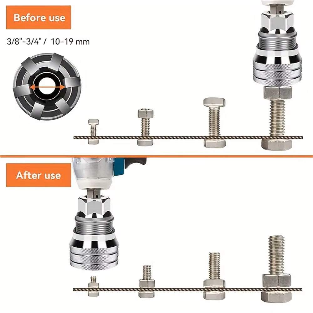 Universeller Steckschlüssel Adapter 10-19mm, Verstellbarer Magic Socket Mehrzweck-Nuss-Aufsatz, kompatibel mit Bohrmaschine & Ratsche