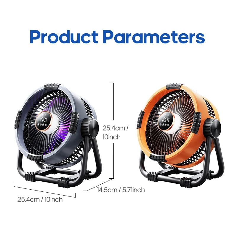 Campingventilator mit Akku, LED & Powerbank