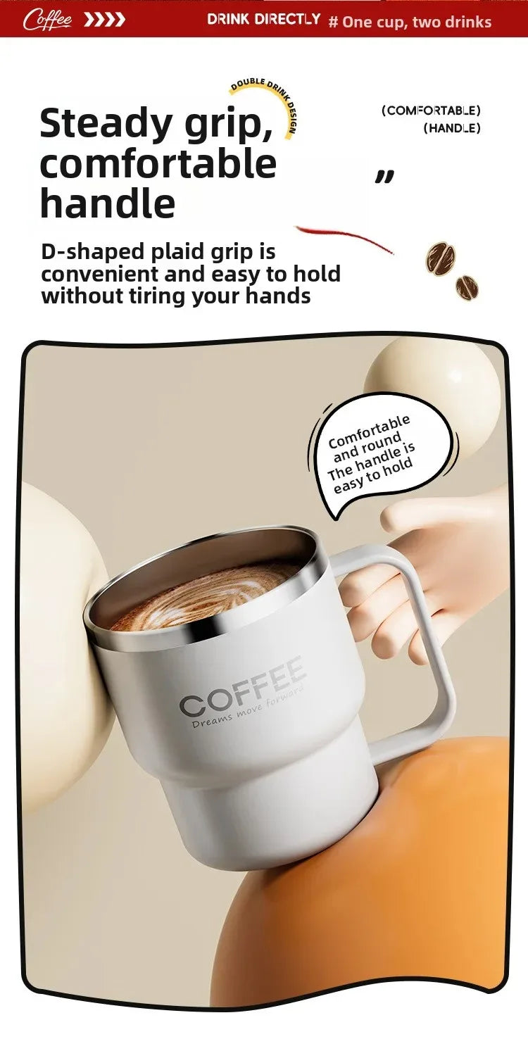 Edelstahl Kaffeebecher Doppelwandig mit Griff 