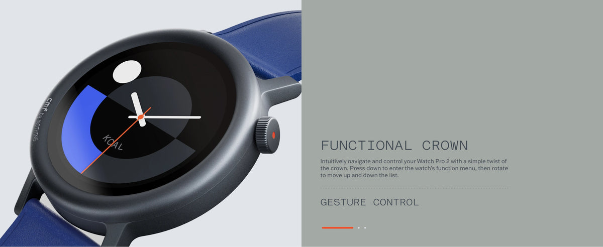 CMF Watch Pro 2 in Dunkelgrau mit austauschbarem Lünetten-Design und Armband aus Flüssigsilikon