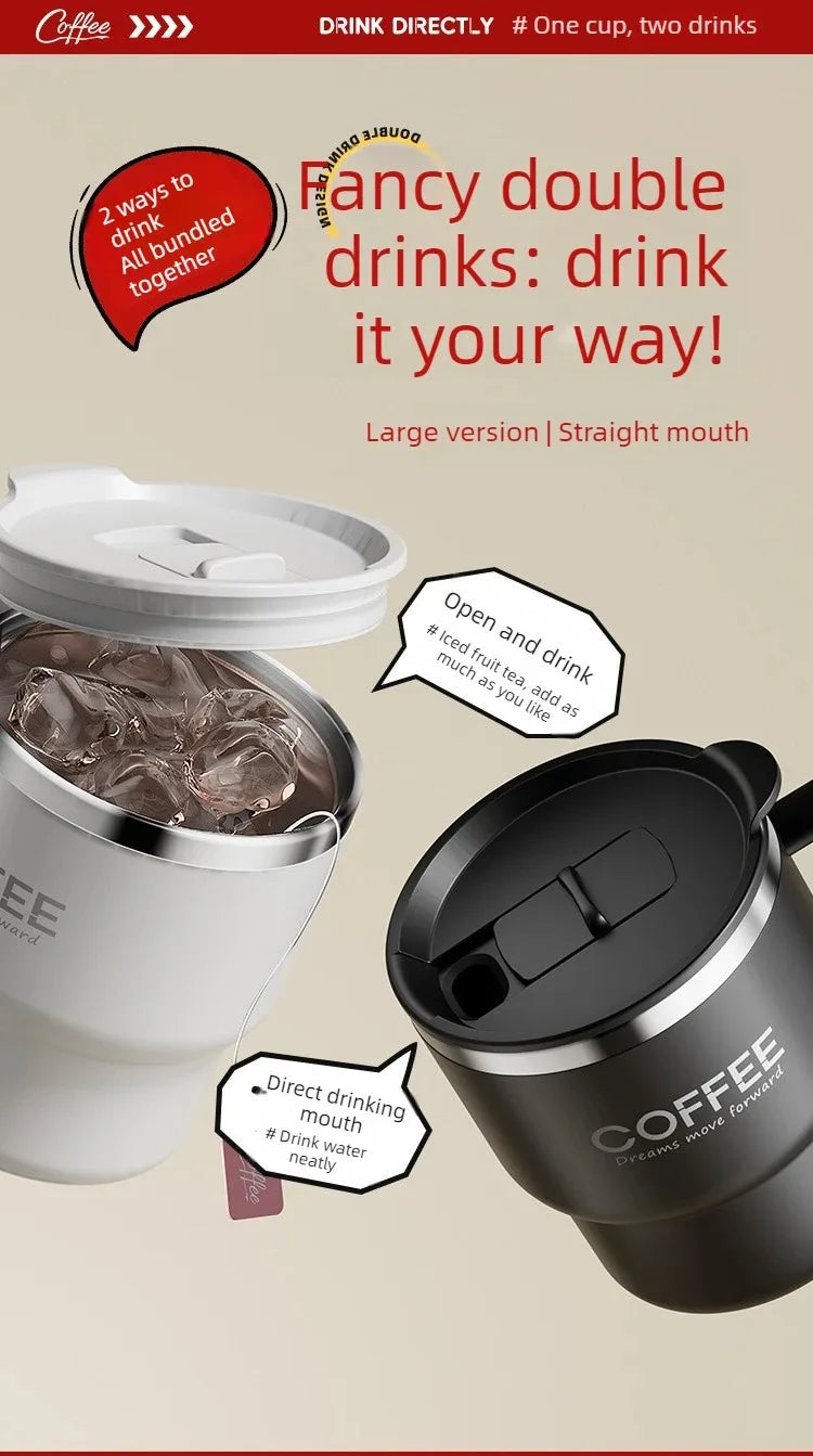 Edelstahl Kaffeebecher Doppelwandig mit Griff 