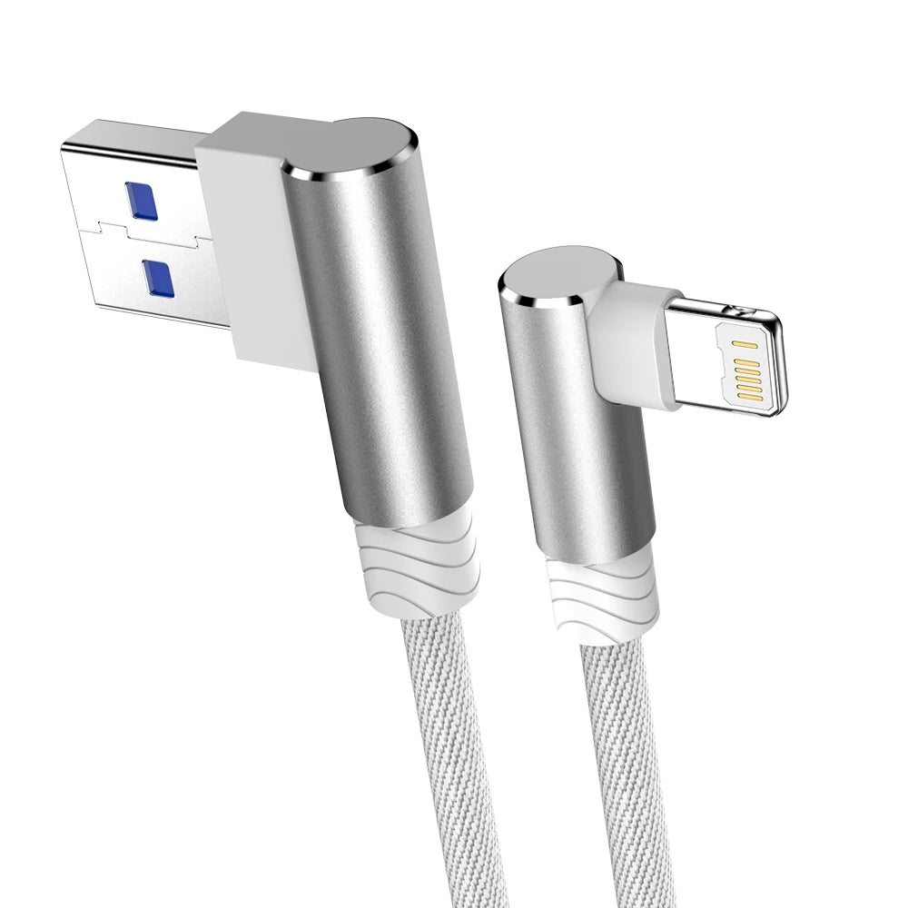 90° USB Lightning-Kabel für iPhone – Schnellladen, Nylon-Geflecht, 1m bis 3m