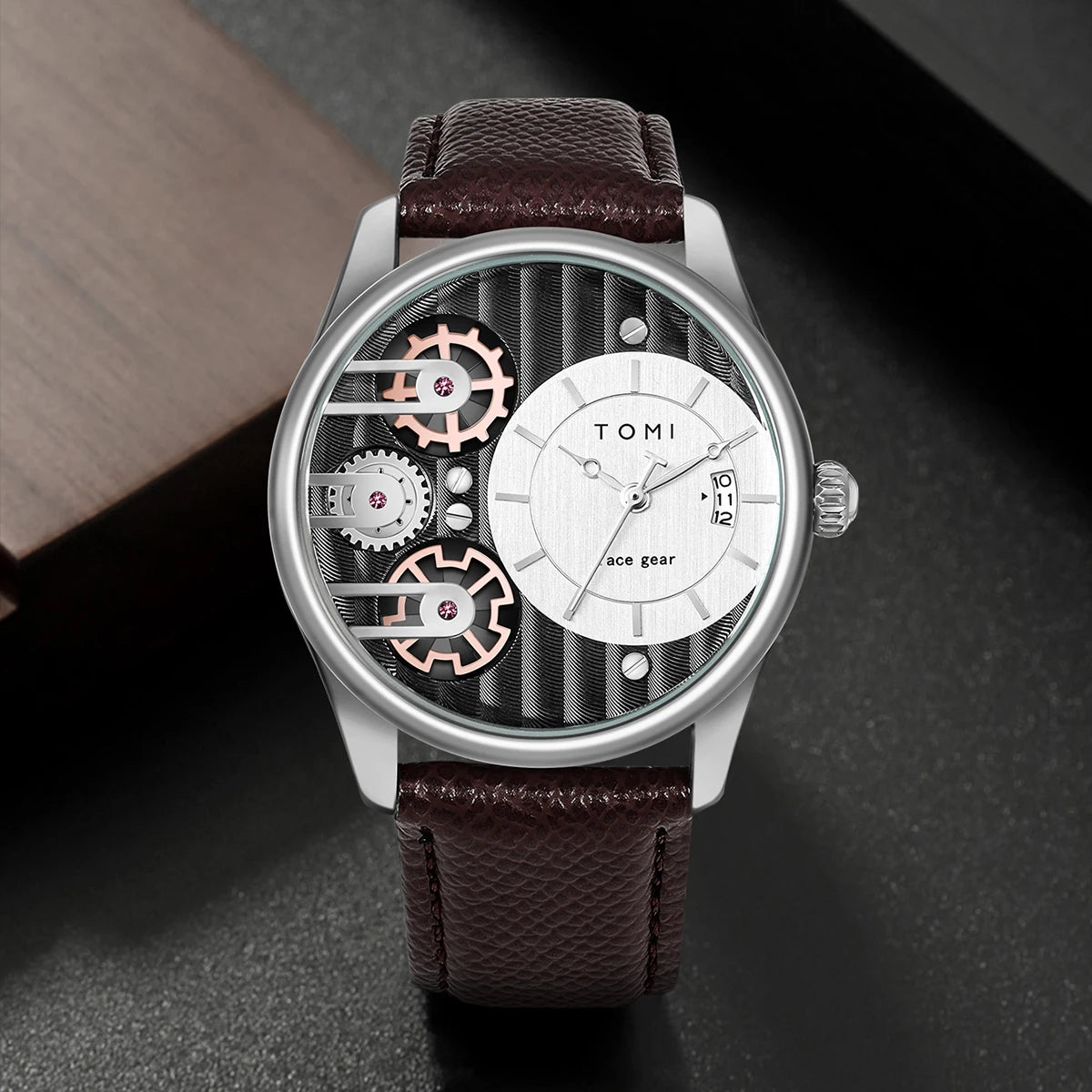 Herren Quarzuhr Geschenkset | 2 PU-Leder Armbänder | Schlicht, Business
