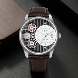Herren Quarzuhr Geschenkset | 2 PU-Leder Armbänder | Schlicht, Business