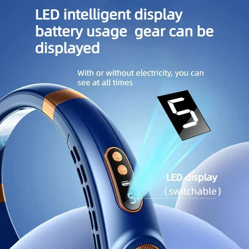 Wiederaufladbarer Nackenventilator – 5 Geschwindigkeiten & LED-Beleuchtung