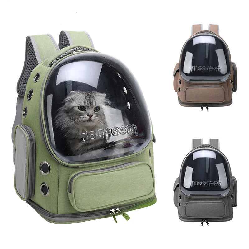 Katzen-Transportrucksack transparent & atmungsaktiv | Für Katzen & kleine Hunde