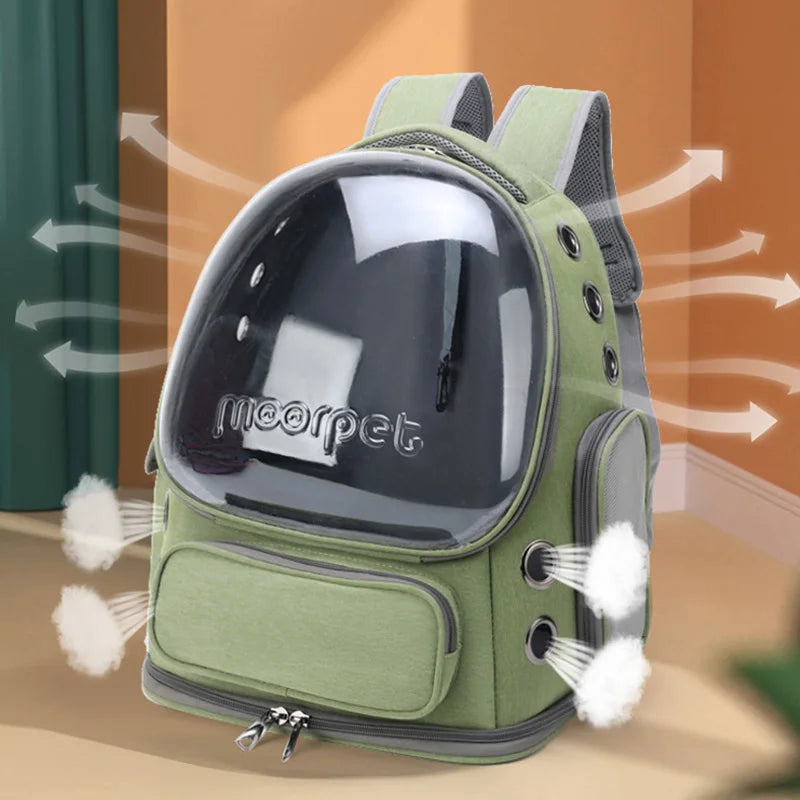 Katzen-Transportrucksack transparent & atmungsaktiv | Für Katzen & kleine Hunde
