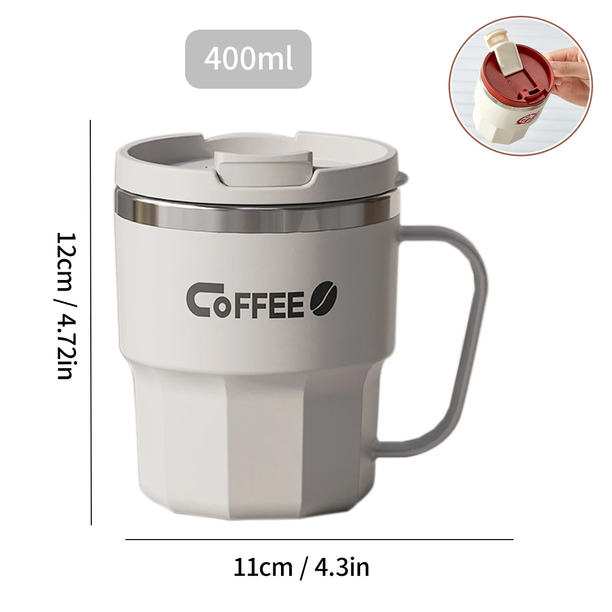 Edelstahl Kaffeebecher Doppelwandig mit Griff 