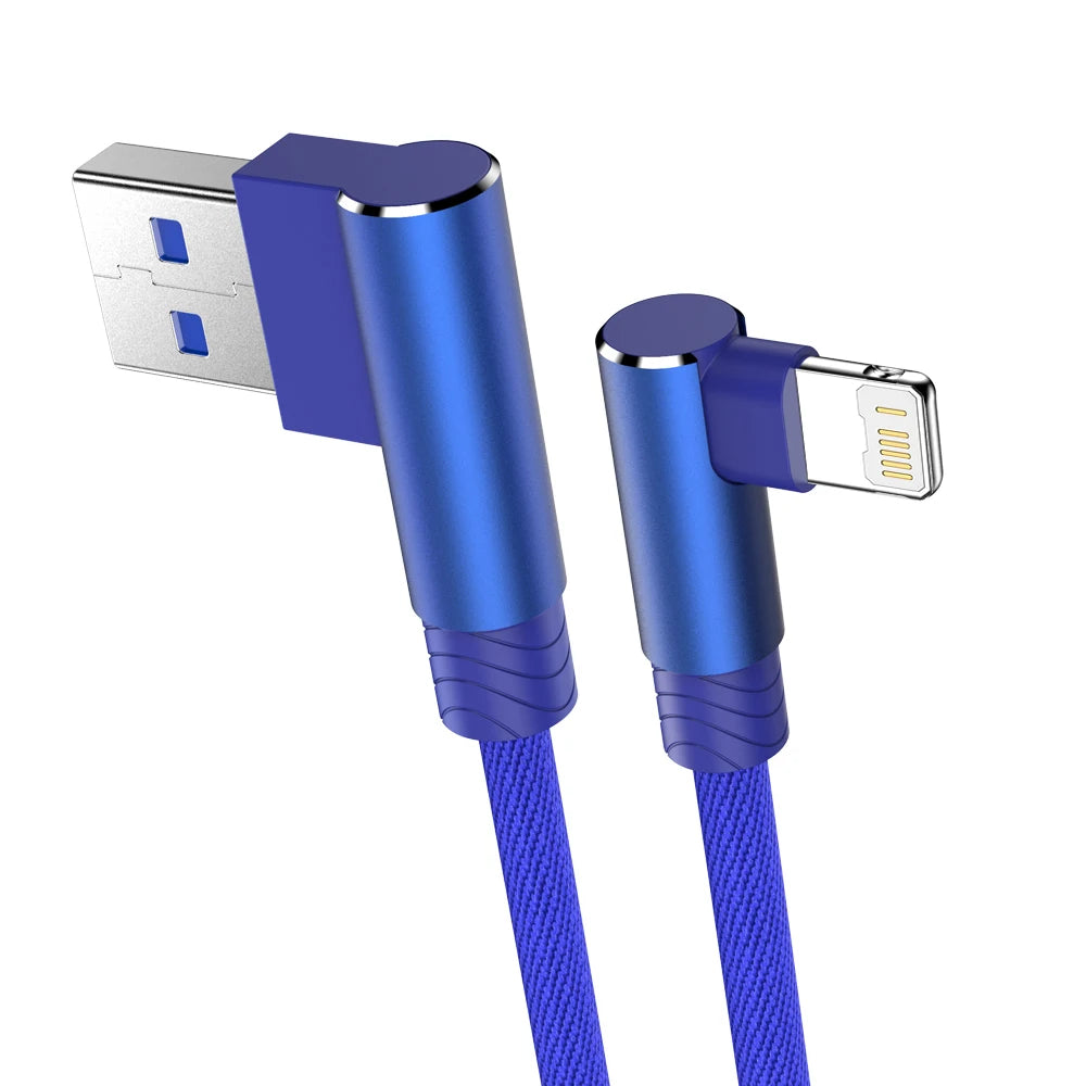 90° USB Lightning-Kabel für iPhone – Schnellladen, Nylon-Geflecht, 1m bis 3m