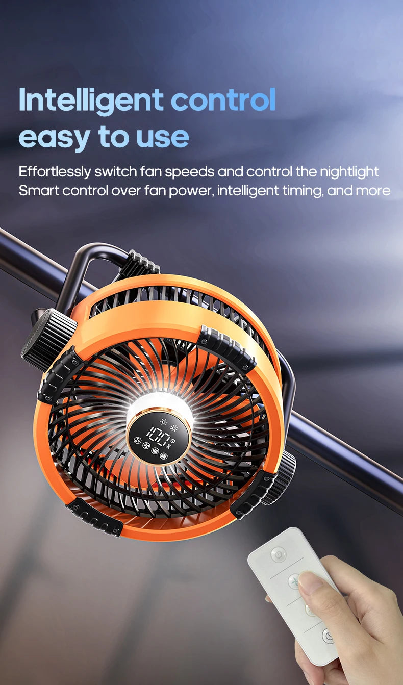 Campingventilator mit Akku, LED & Powerbank