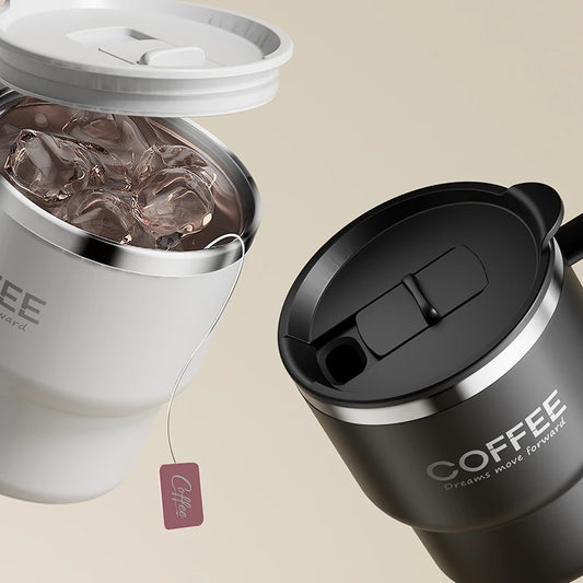 Edelstahl Kaffeebecher Doppelwandig mit Griff 