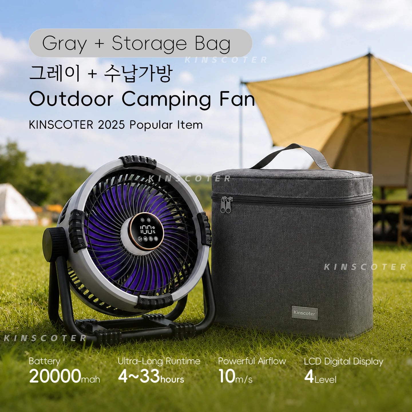 Campingventilator mit Akku, LED & Powerbank