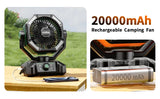 Camping-Ventilator mit Akku & LED-Licht | Tragbar für Outdoor & Zelt