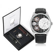 Herren Quarzuhr Geschenkset | 2 PU-Leder Armbänder | Schlicht, Business