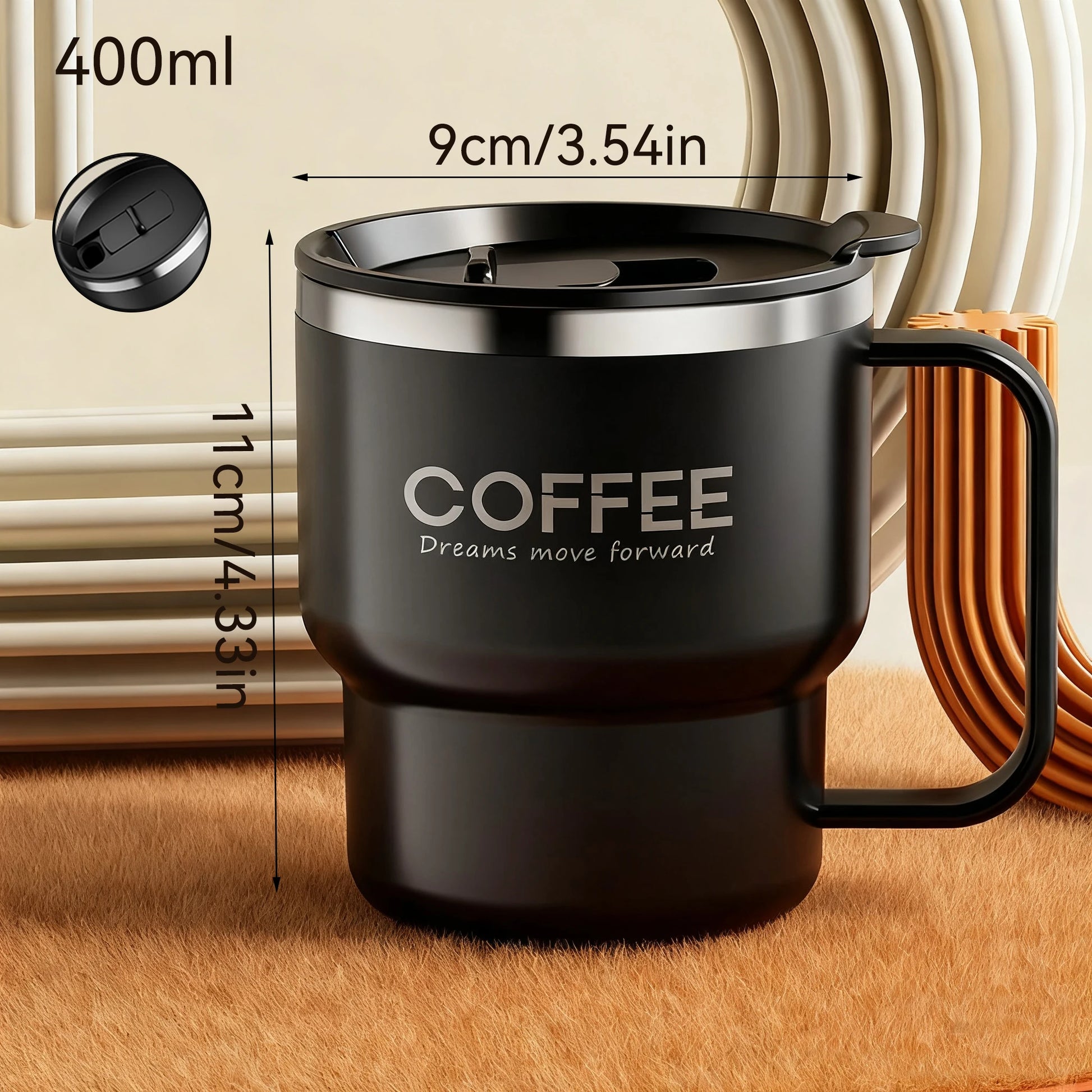 Edelstahl Kaffeebecher Doppelwandig mit Griff 