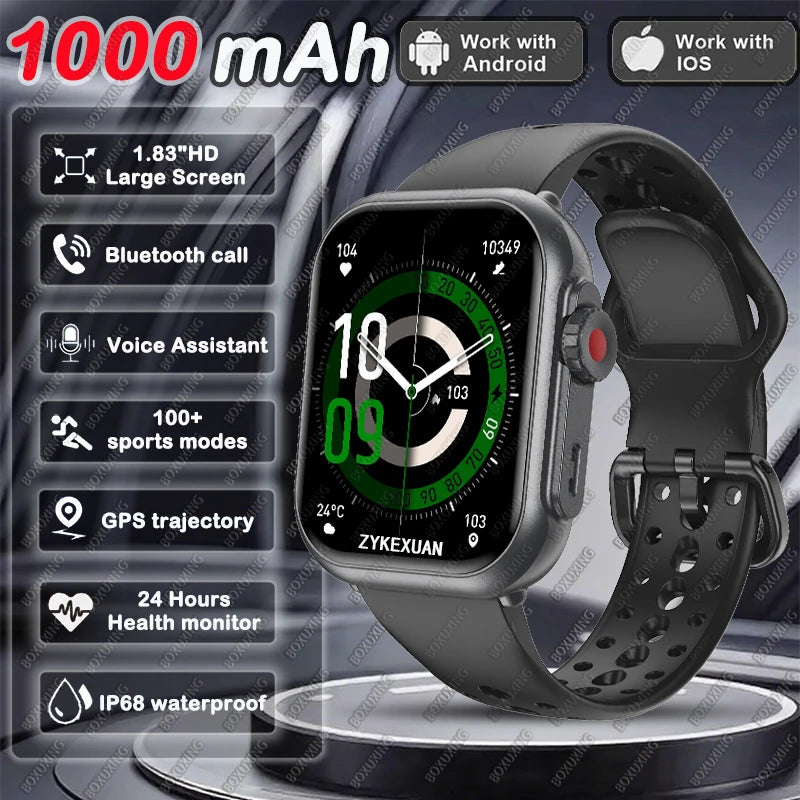 Smartwatch für Damen und Herren mit AMOLED-Touchscreen, Edelstahlarmband und Gesundheitsfunktionen