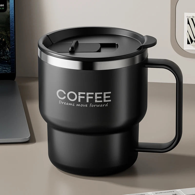Edelstahl Kaffeebecher Doppelwandig mit Griff 