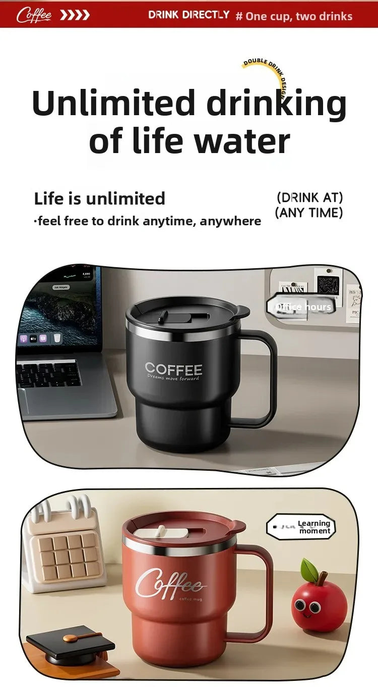 Edelstahl Kaffeebecher Doppelwandig mit Griff 