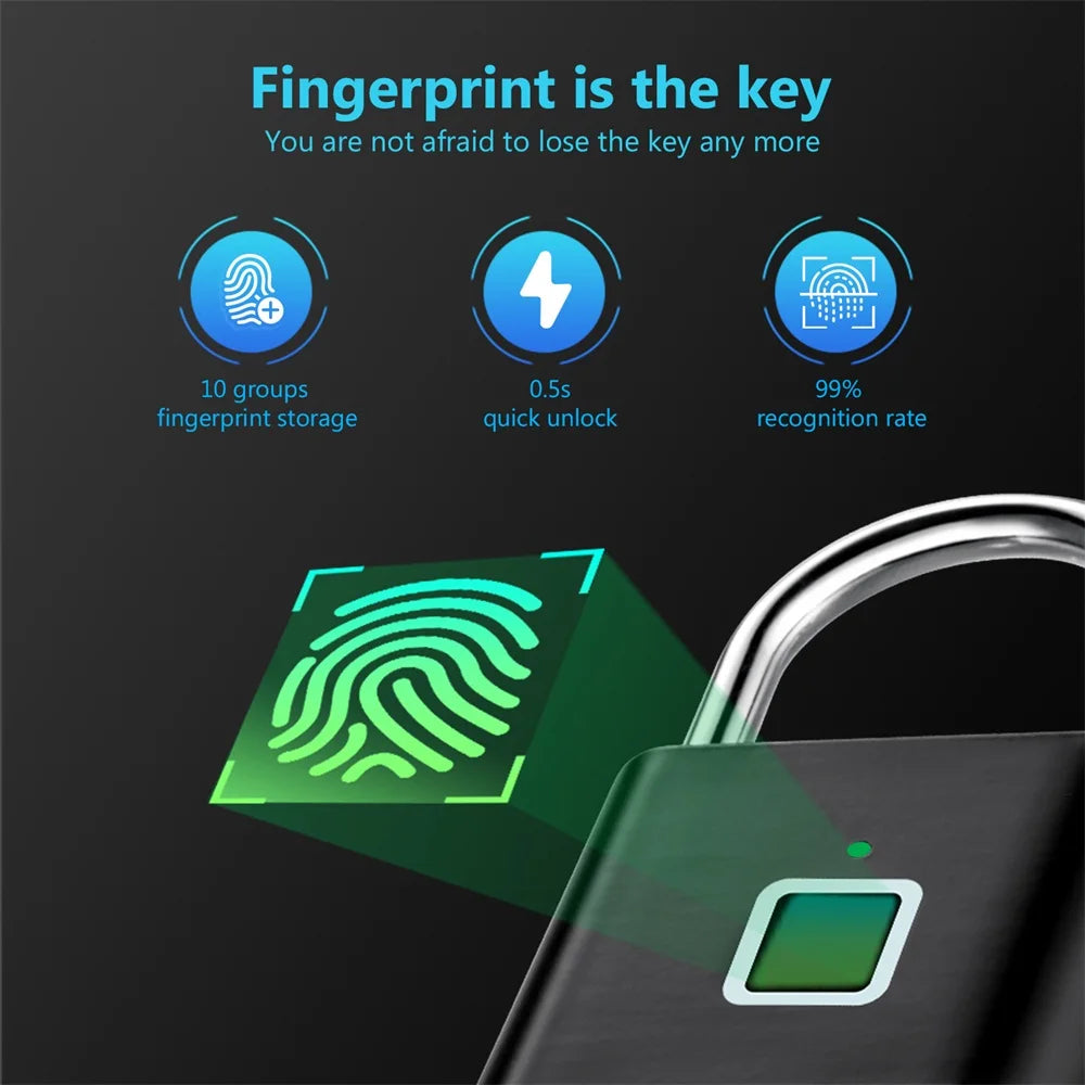 Fingerabdruck-Vorhängeschloss – USB-aufladbar, IP67, schlüssellos