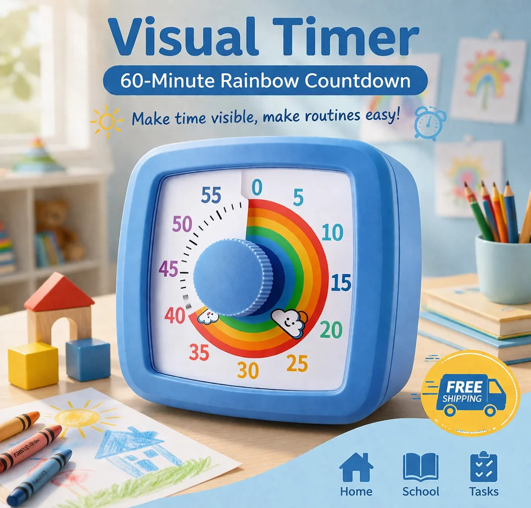 Visueller 60-Minuten-Countdown-Timer mit Nachtlicht und Zahlenanzeige