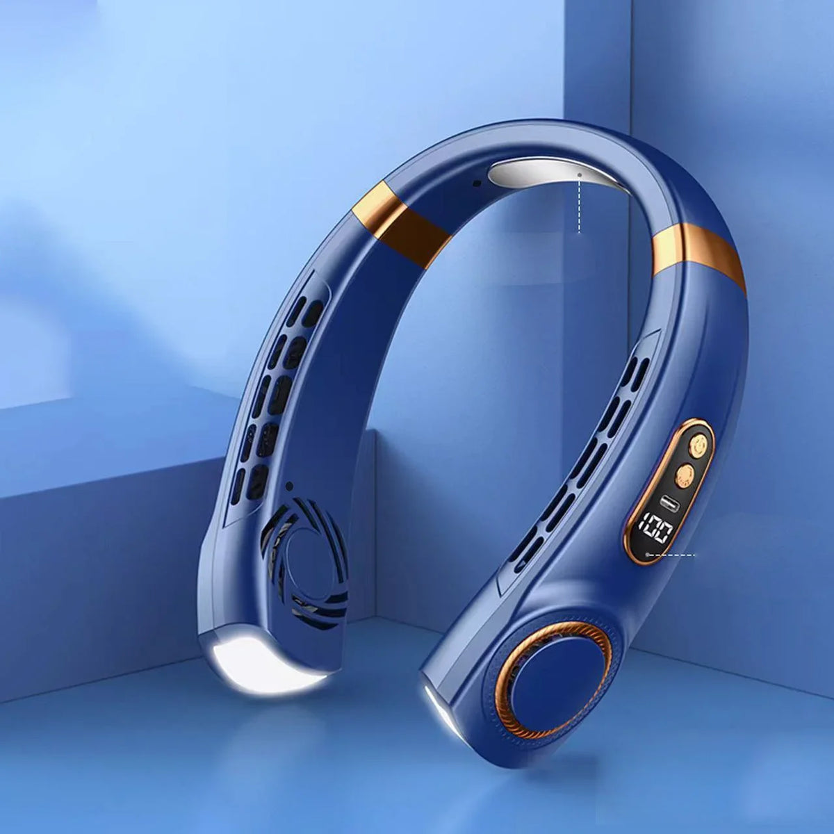 Wiederaufladbarer Nackenventilator – 5 Geschwindigkeiten & LED-Beleuchtung