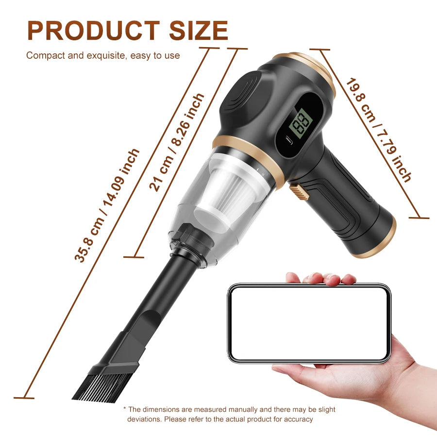 Mini-Handstaubsauger 2in1 Saugen & Blasen | Kabellos, LCD