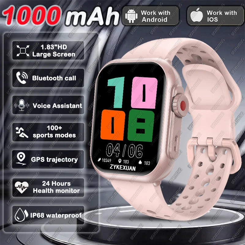 Smartwatch für Damen und Herren mit AMOLED-Touchscreen, Edelstahlarmband und Gesundheitsfunktionen