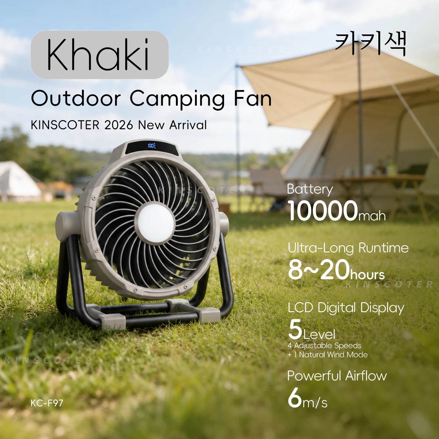 Campingventilator mit Akku, LED & Powerbank