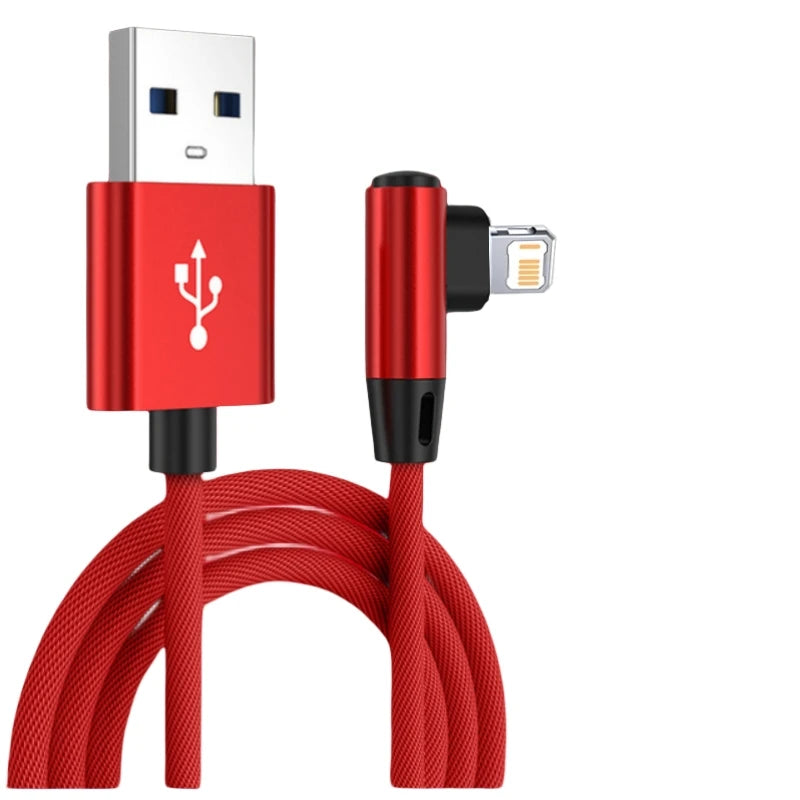 90° iPhone Ladekabel | 3A Schnellladen & Nylon – 1m & 2m