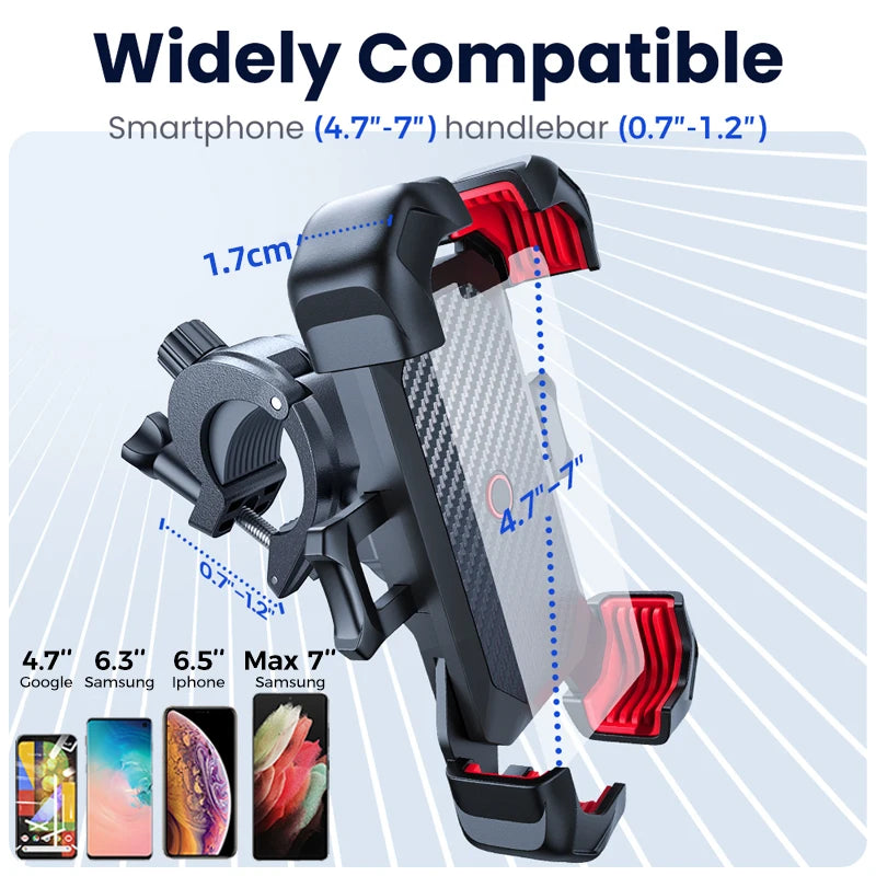 Universelle Fahrrad-Handyhalterung mit 360-Grad-Drehung für Smartphones von 4,7 bis 7 Zoll