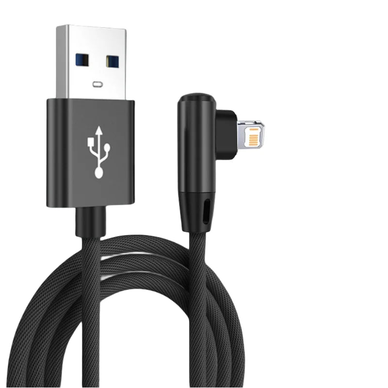 90° iPhone Ladekabel | 3A Schnellladen & Nylon – 1m & 2m