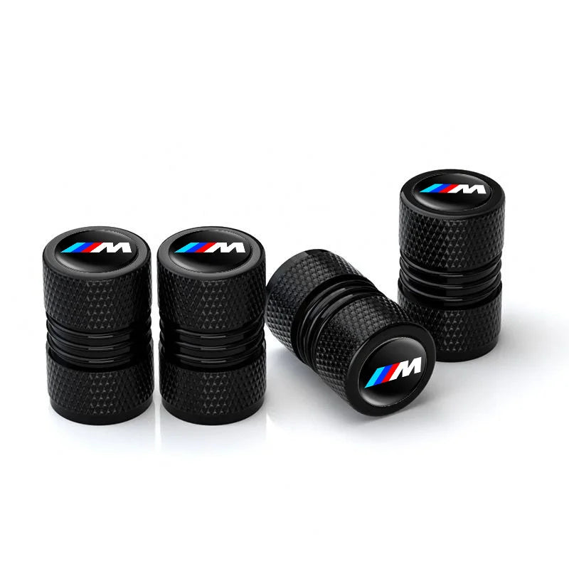 4er-Set schwarze Reifenventilkappen aus Aluminium
