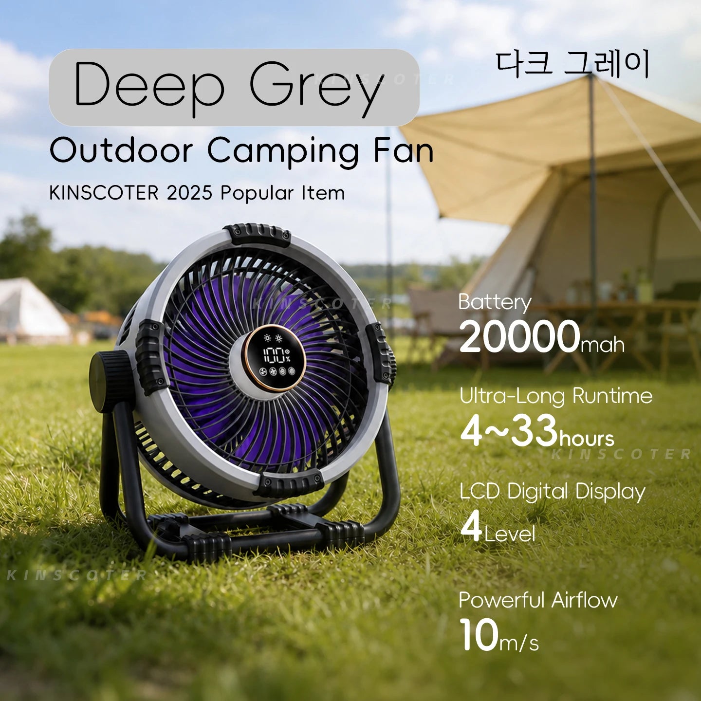 Campingventilator mit Akku, LED & Powerbank