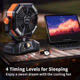 Camping-Ventilator mit Akku & LED-Licht | Tragbar für Outdoor & Zelt