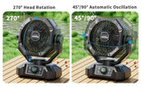 Camping-Ventilator mit Akku & LED-Licht | Tragbar für Outdoor & Zelt
