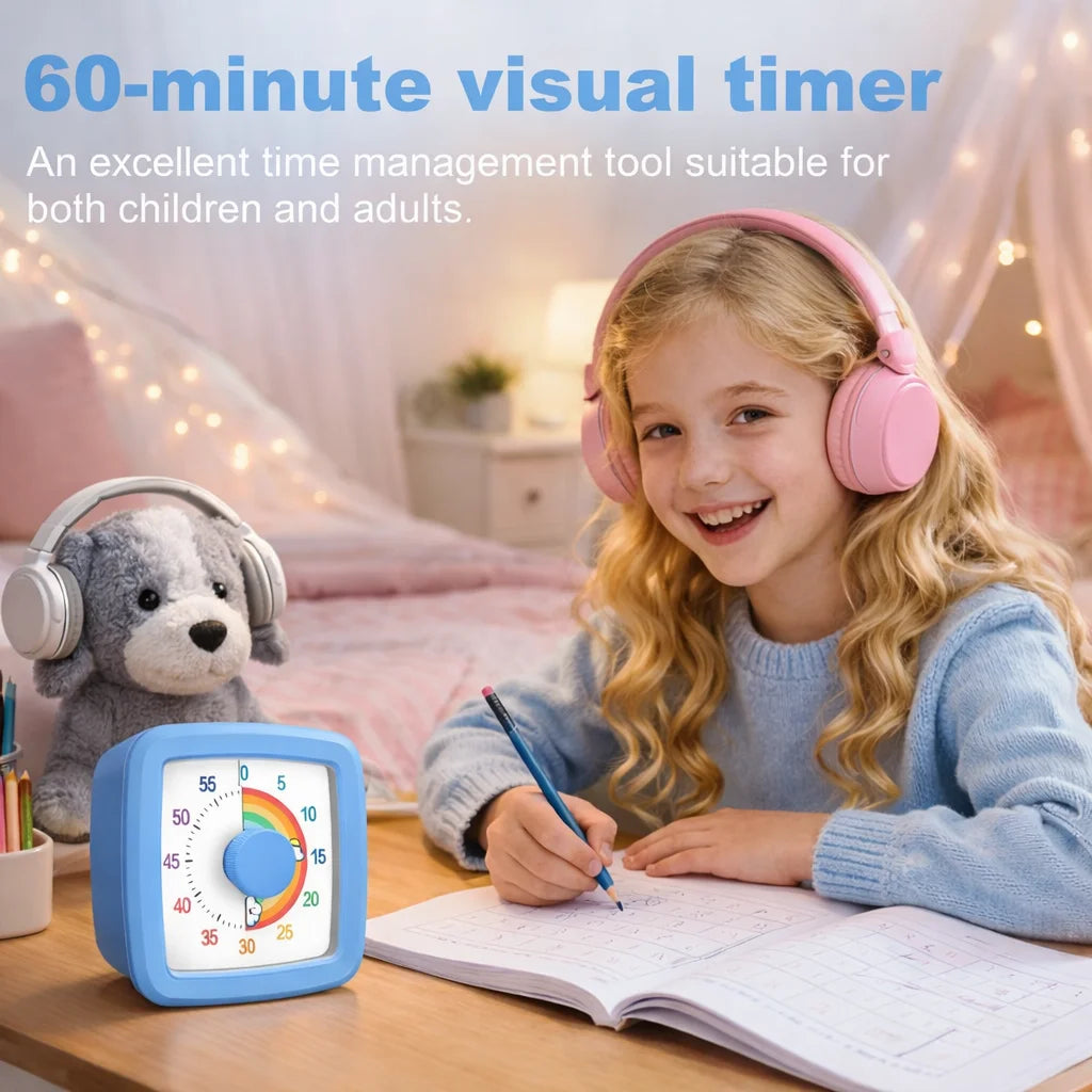 Visueller 60-Minuten-Countdown-Timer mit Nachtlicht und Zahlenanzeige